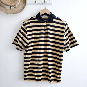 🇮🇹 Vintage Ancona Italian Polo Shirt XL Slim Fit Striped Egiptian Cotton